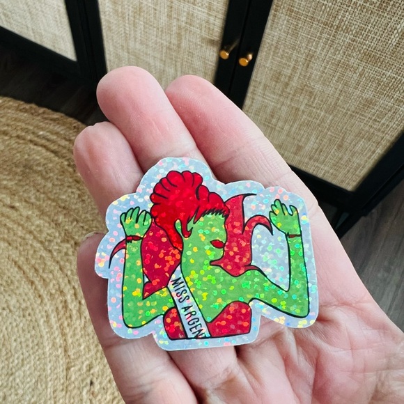 💚🖤 Beetlejuice sticker set of 5 spooky  holographic / glitter 🎃✨🖤👻 - Picture 9 of 11